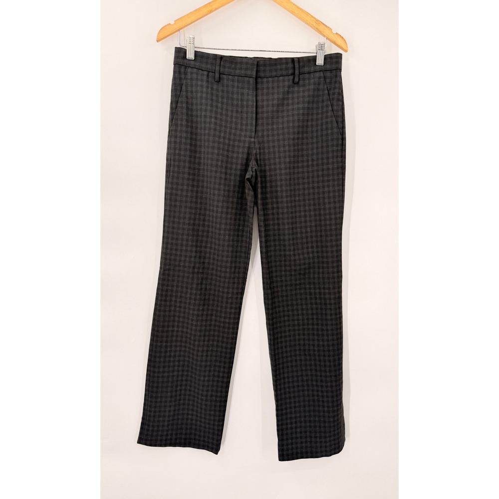 Gap Perfect Trouser Women 2 Short Grey Check Plaid Stretch Workwear Pants